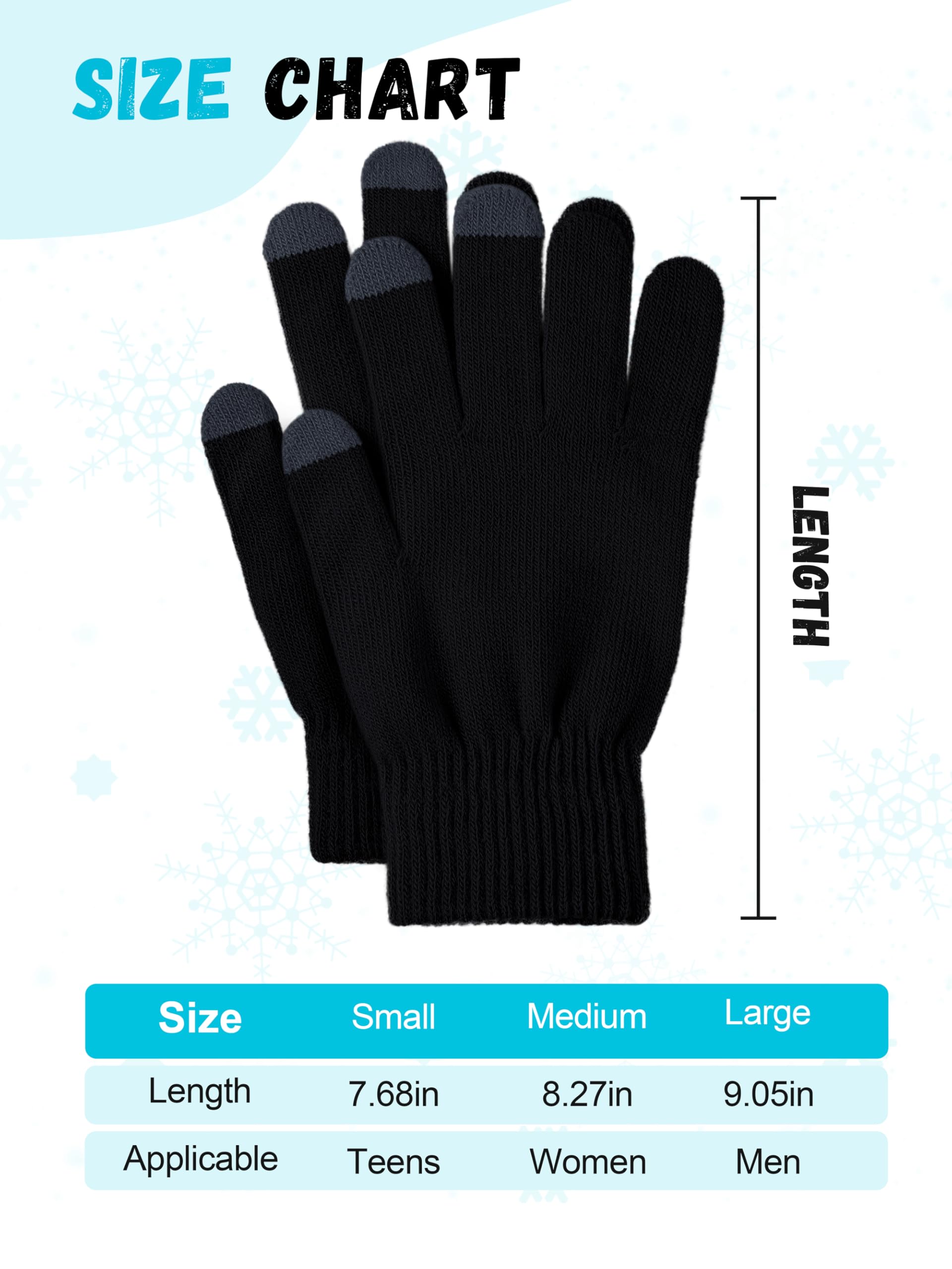 Glooarm Lot de 12 paires de gants d'hiver avec doigts tactiles pour homme et femme - Gants magiques d'hiver en tricot en vrac