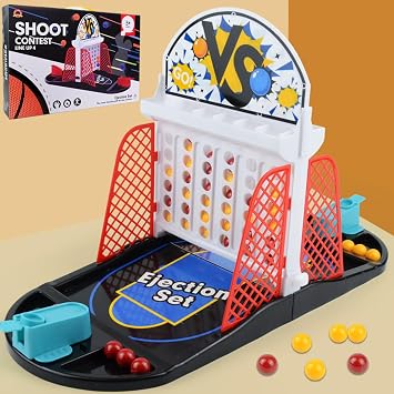Tabletop Basketball Bouncing Ball Toy, Basketball Board Game, 2 Player Arcade Game, Indoor Fun Bouncing Pinball for Kids & Adults, Ages 3+