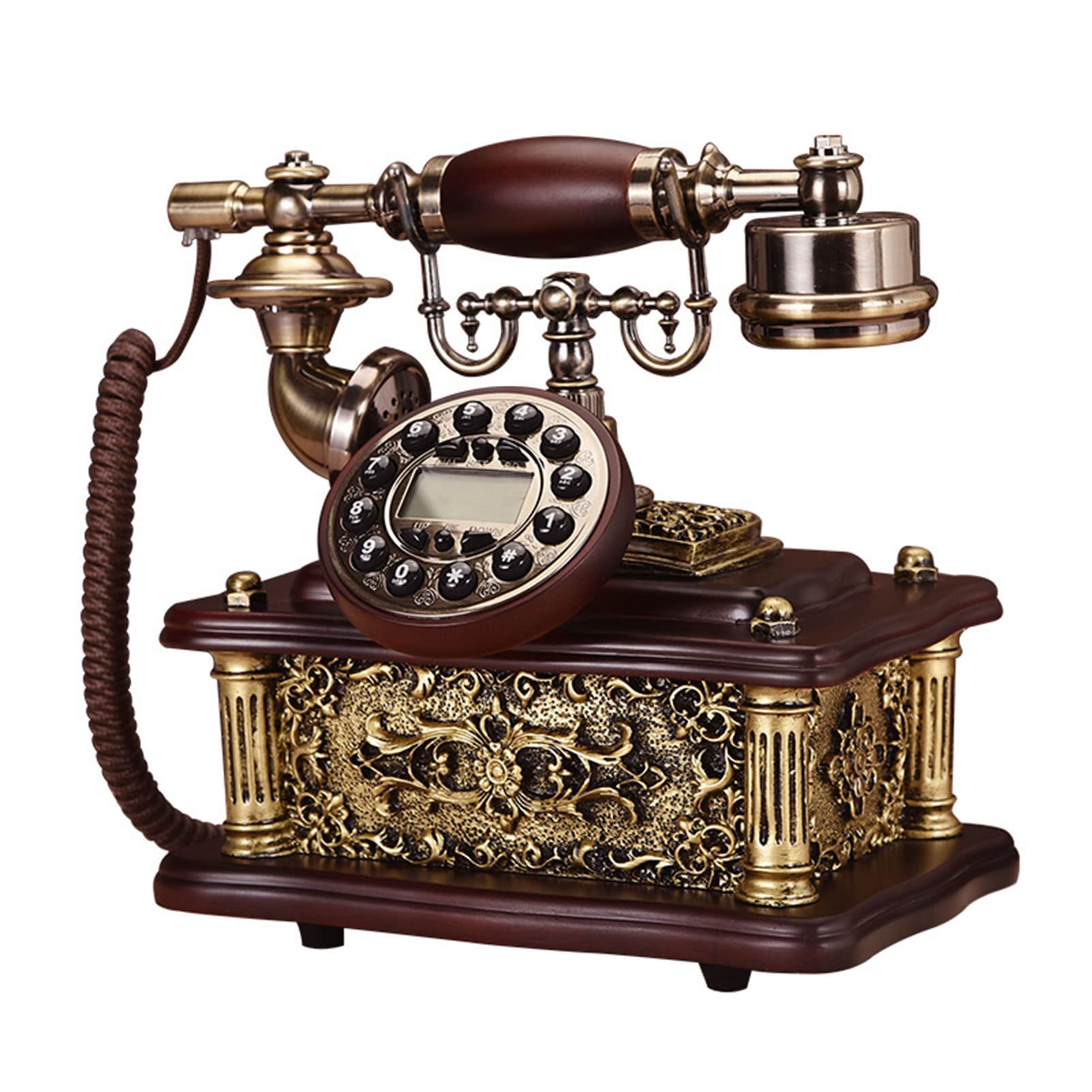 Staromodny telefon antyczny telefon vintage przewodowy telefon stacjonarny na biurko do domu, salonu, sypialni, dekoracja biura (podwójny dzwonek)