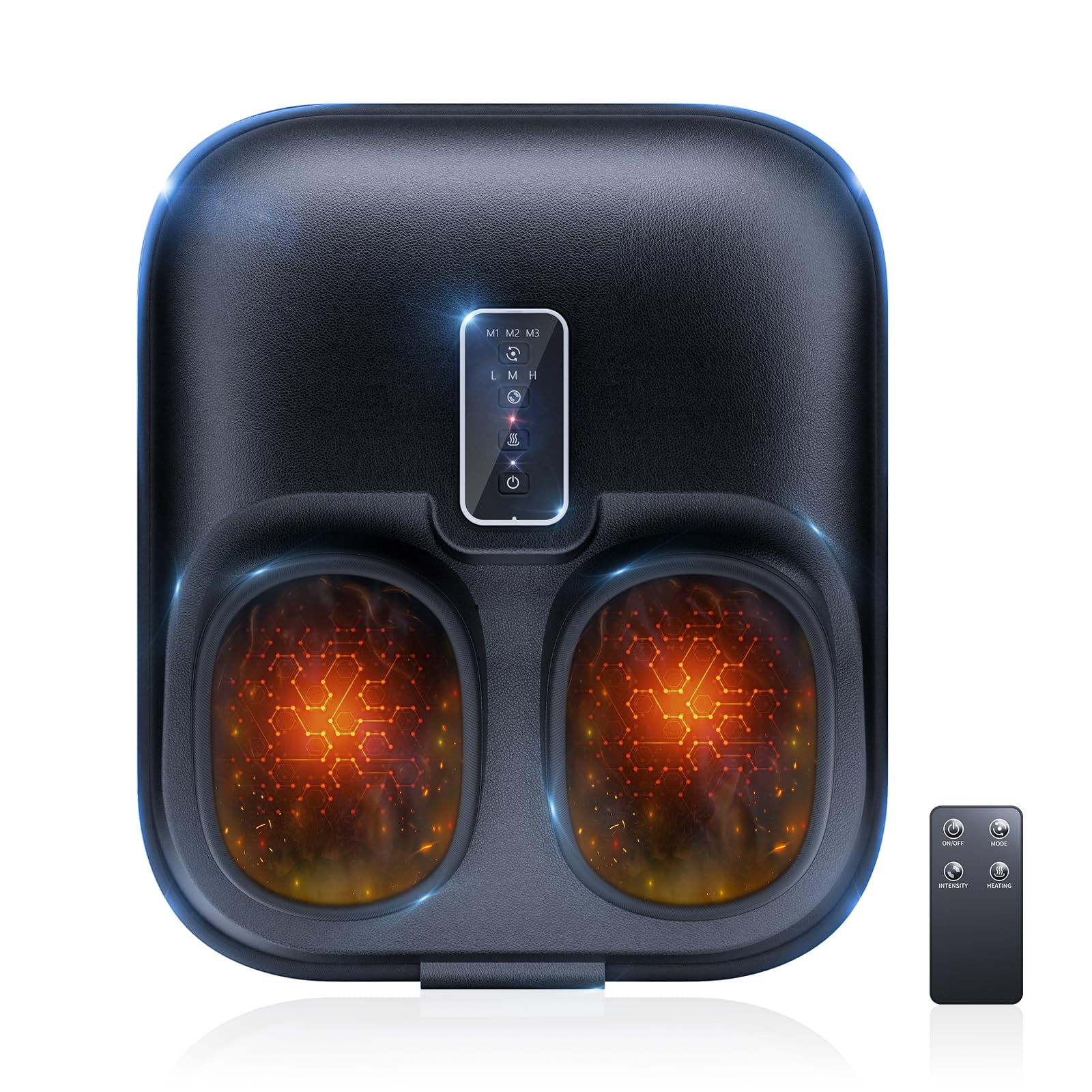 Masajeador de Pies Shiatsu con Calor y Compresión de Aire, Control Remoto, Múltiples Modos, hasta Talla EU 46, para Oficina y Hogar