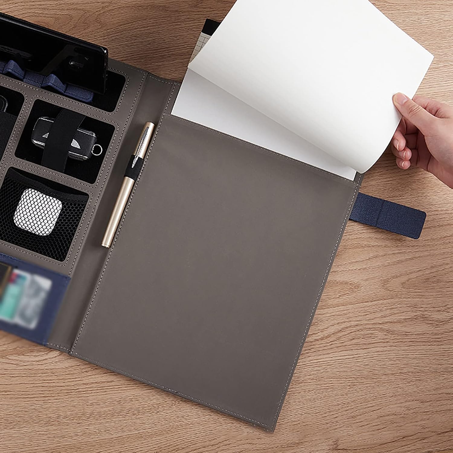 クリップボード A4 多機能バインダー A4 ビジネス マネージャー フォルダー フェイク レザー オフィス オーガナイザー フォル