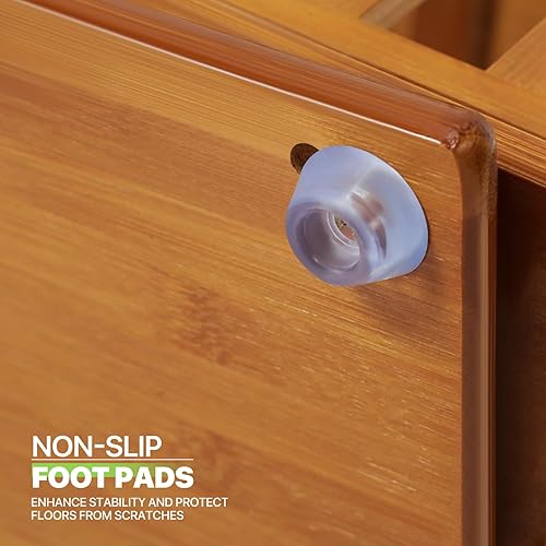 Miniatura 7 de Magshion Estantería giratoria de 6 niveles, estante esquinero de bambú, 70.5 pulgadas de alto, organizador de almacenamiento giratorio de pie, sala