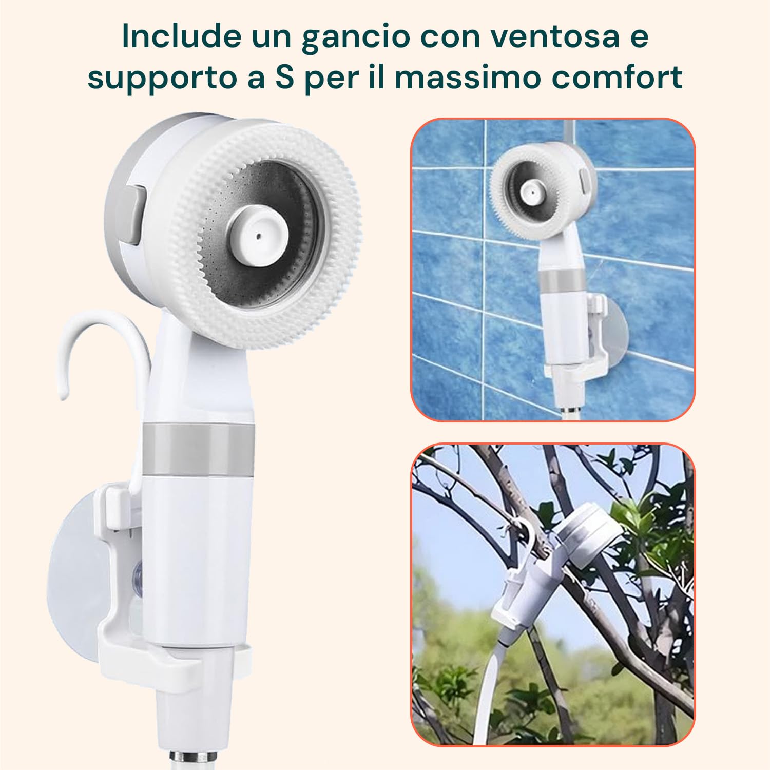 Avilia - Doccia da Giardino Portatile Elettrica Ricaricabile USB 5200 mAh con LED, Flusso 4‑5 L/Min, per Campeggio ed Escursioni, Facile da Usare, Compatta e Sicura
