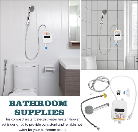 Portable Instant Electric Water Heater for Shower - Electric Shower Hot Water Faucet Kitchen Bathroom Heater Hose Bathroom