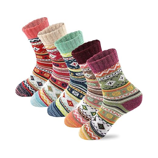 besky Womens Socks Winter Wool Socks Cozy Knit Warm Winter Socks for mountain climbing, Skiing and Christmas Gifts