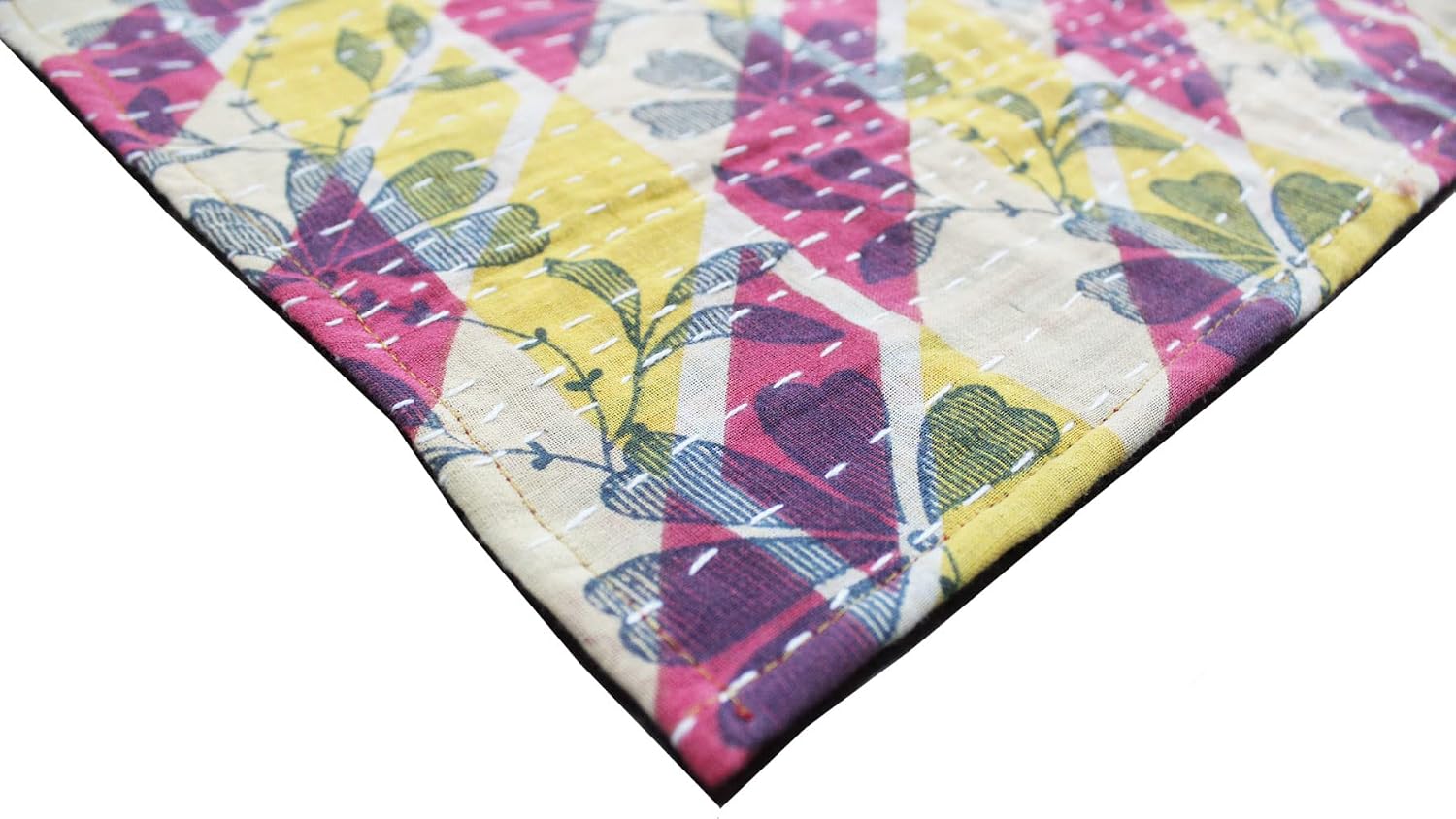 Mango Gifts Kantha Cloth Napkins Set of 12 – Handmade Cotton Reusable Dinner Napkins, 16x16 Inch, Assorted Boho Colors, Eco Friendly Table Linen for Weddings & Parties