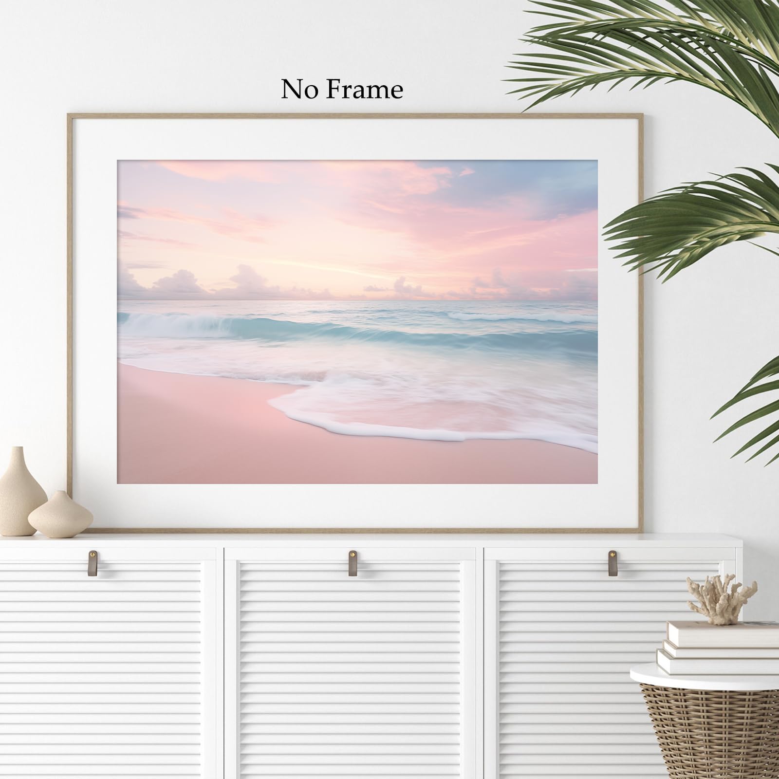 Amazon.com: Pink Beach Canvas Wall Art Ocean Waves Picture