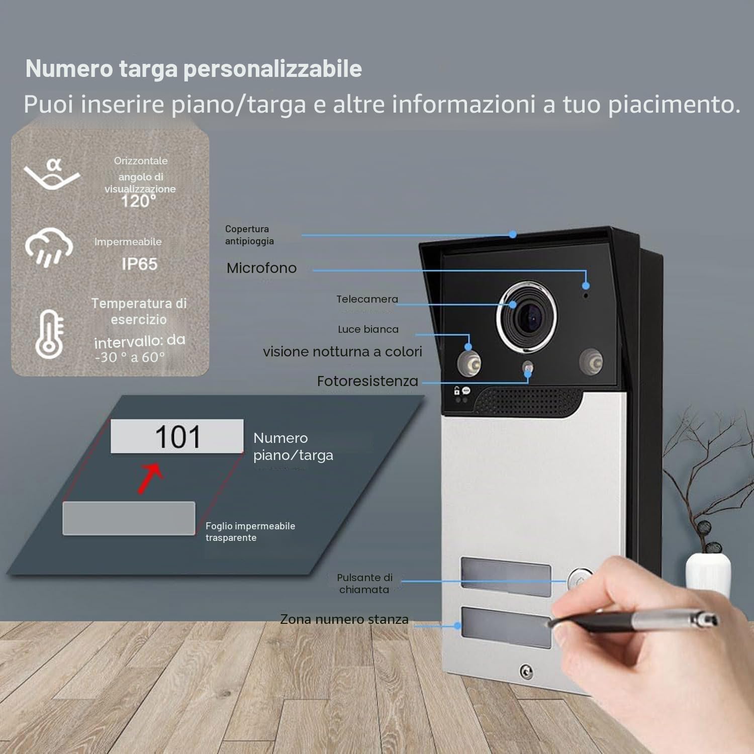Videocitofono Cablato A 2 Unità Campanello, Videocitofono Collegato A 4 Fili Dotato Di Schermo LCD TFT 7 "Telecamera Di Visione Notturna Impermeabile Sbloccando Monitor Video Audio Bidirezionale