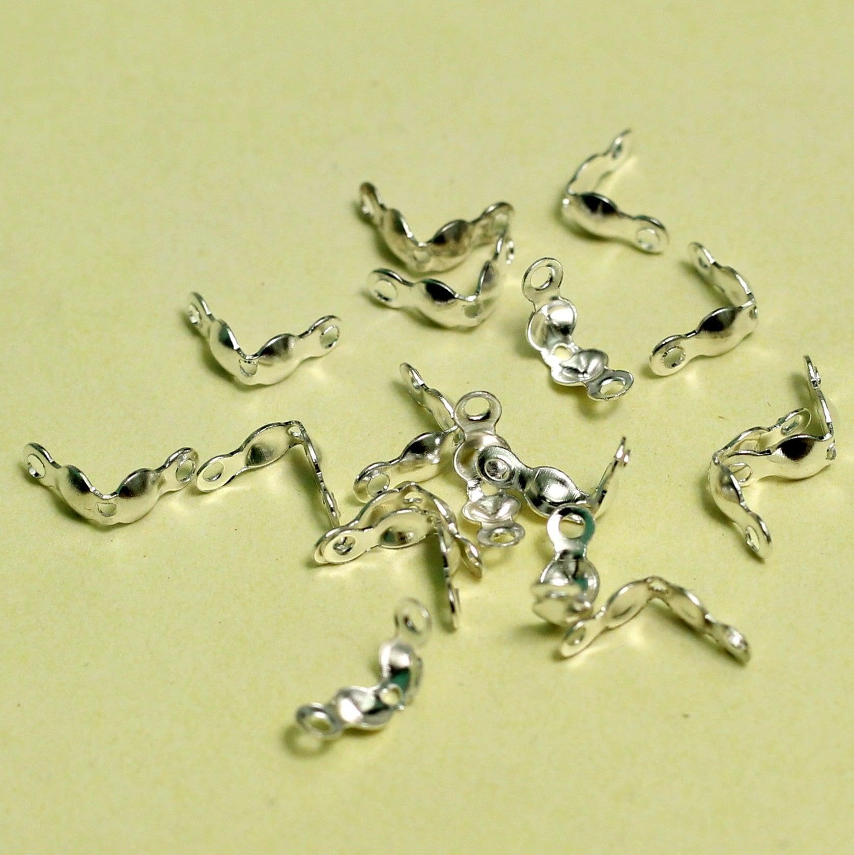 Beadsnfashion Finding for Jewellery Making Clam Shell Ending Silver (3 mm) - Pack of 200 Pieces