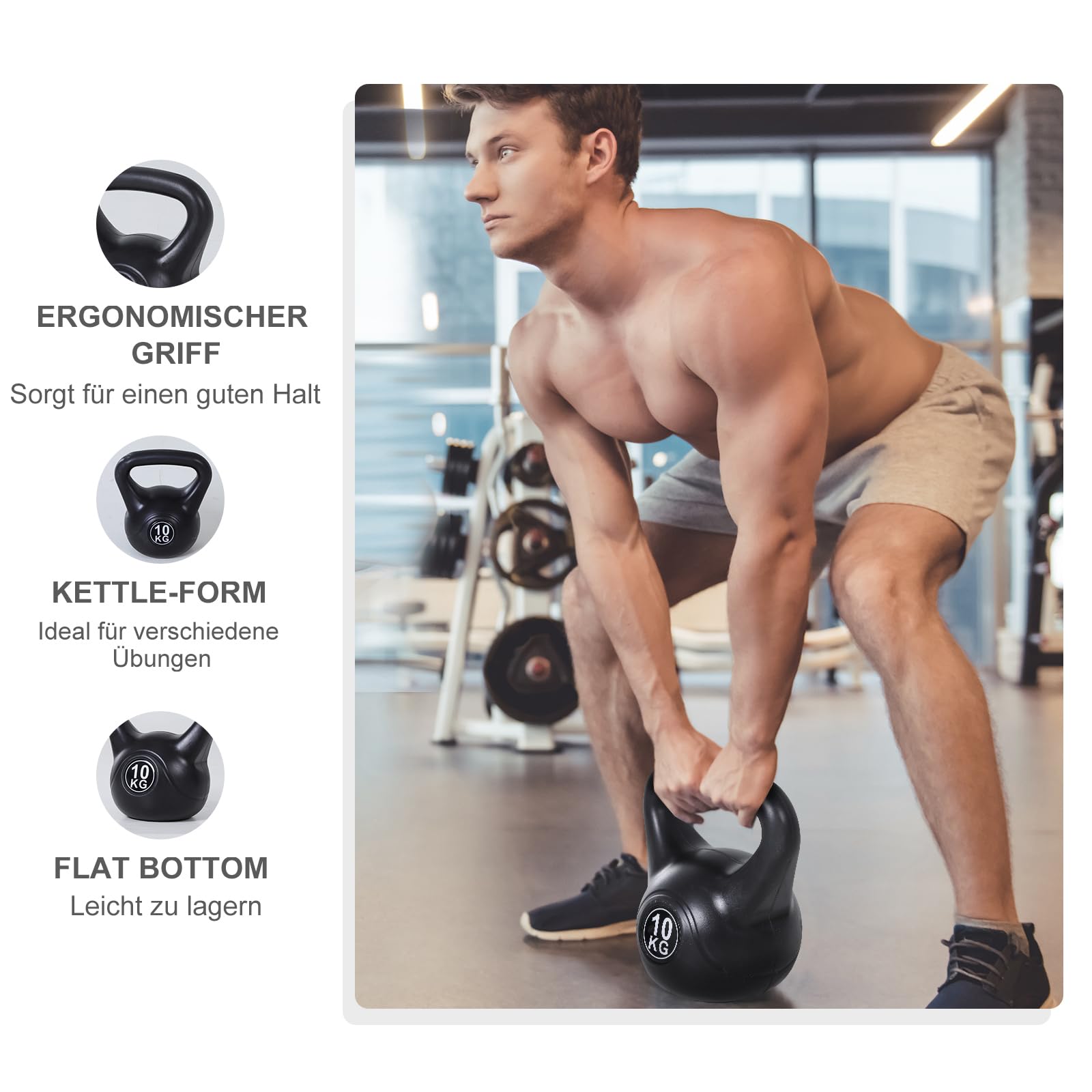 HOMCOM Kettlebell Kugelhantel Gewicht-Hantel mit Sand befüllt für Anfänger Zuhause Krafttraining
