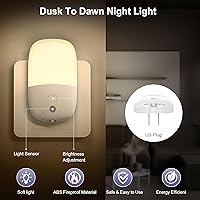 Vista 4 de Dimmable Night Light Plug in with On/Off Switch, Auto Dusk to Dawn Sensor LED Nightlights, Adjustable Brightness (Warm White) for Bathroom, Hallway