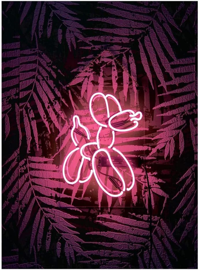 One-Day Sale: Up to 50% Off Realwell Pink Balloon Dog Neon Sign Room Bar Wall Decor Shop Restaurant Real Glass Love Gift 14x 10