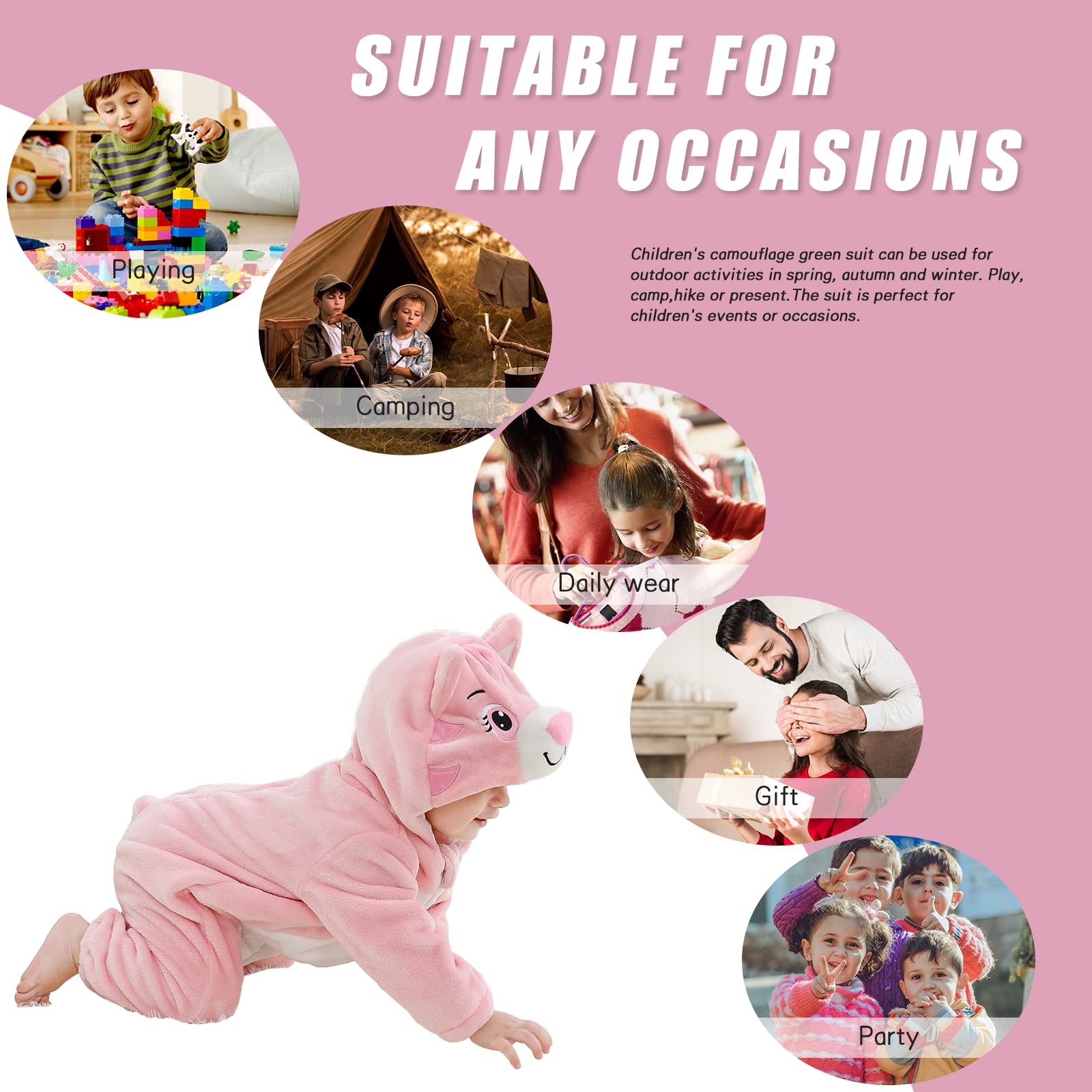 TMEOG Unisex Bambino Inverno Pagliaccetto Coniglio Tigre Cucire Animale Stile Flanella Cosplay Halloween Costume Attrezzatura