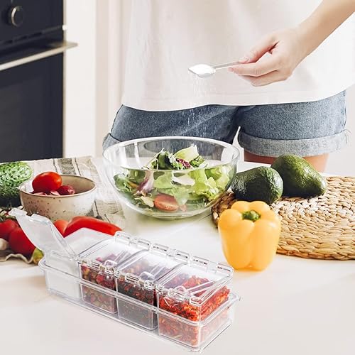 Miniatura 7 de Caja transparente para condimentos, 4 unidades, estante acrílico para condimentos, contenedor de almacenamiento de condimentos, tarro de especias,