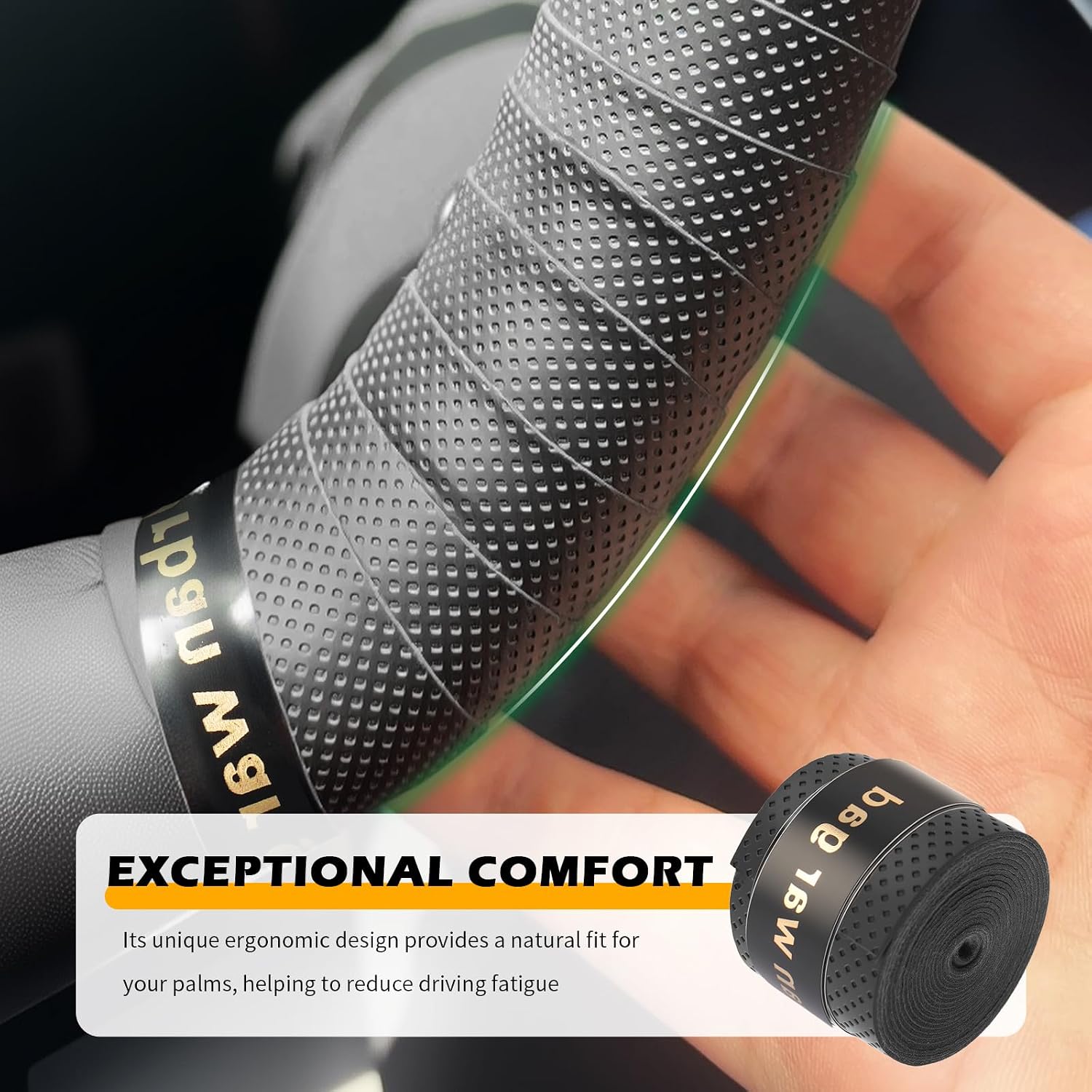 2PCS 3.4Ft Leather Steering Wheel Wrap Tape,Breathable Car Steering Wheel Tape Provides Comfort & Non-Slip Grip,Sweat-Absorbent Cars Steerings Wheels Cover Tapes Car Accessories