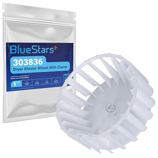 BlueStars Ultra Durable Y303836 303836 Dryer Blower Wheel With Clamp - Exact Fit For Maytag Jenn-Air International Dryers - Replaces 1245880 AP4294048 Y303836