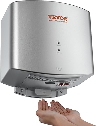 VEVOR Secador de manos comercial resistente, soplador de mano de viento cálido ABS de alta velocidad automático de 1400 W, 120 V y esponja de filtro