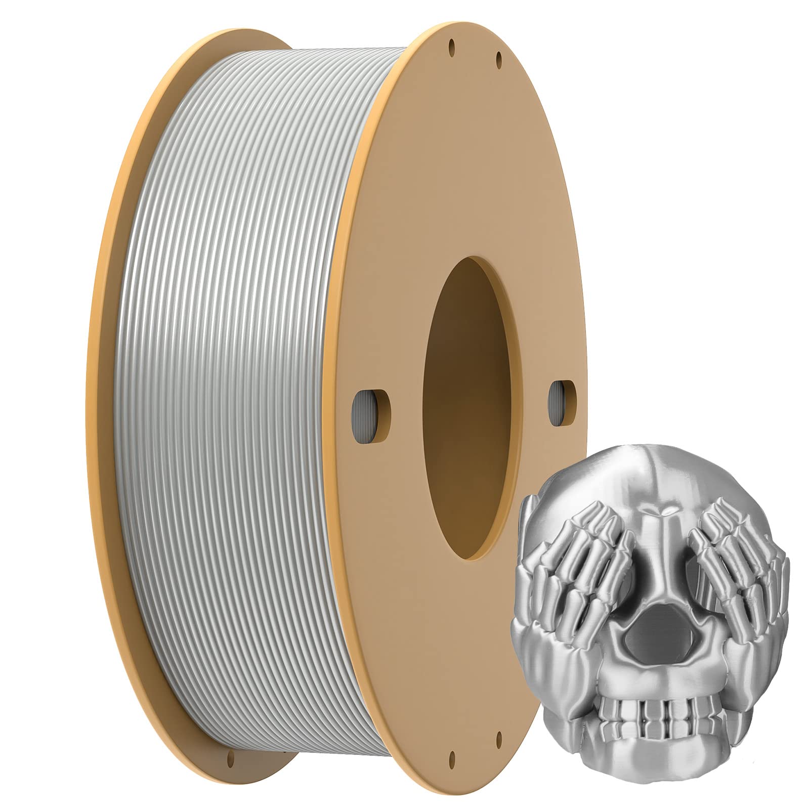 Photo 1 of Dikale PLA+ 3D Printer Filament 1.75mm No Tangle, Neatly Wound Filament Net Weight 250g Spool, PLA Pro Plus,Silk Silver