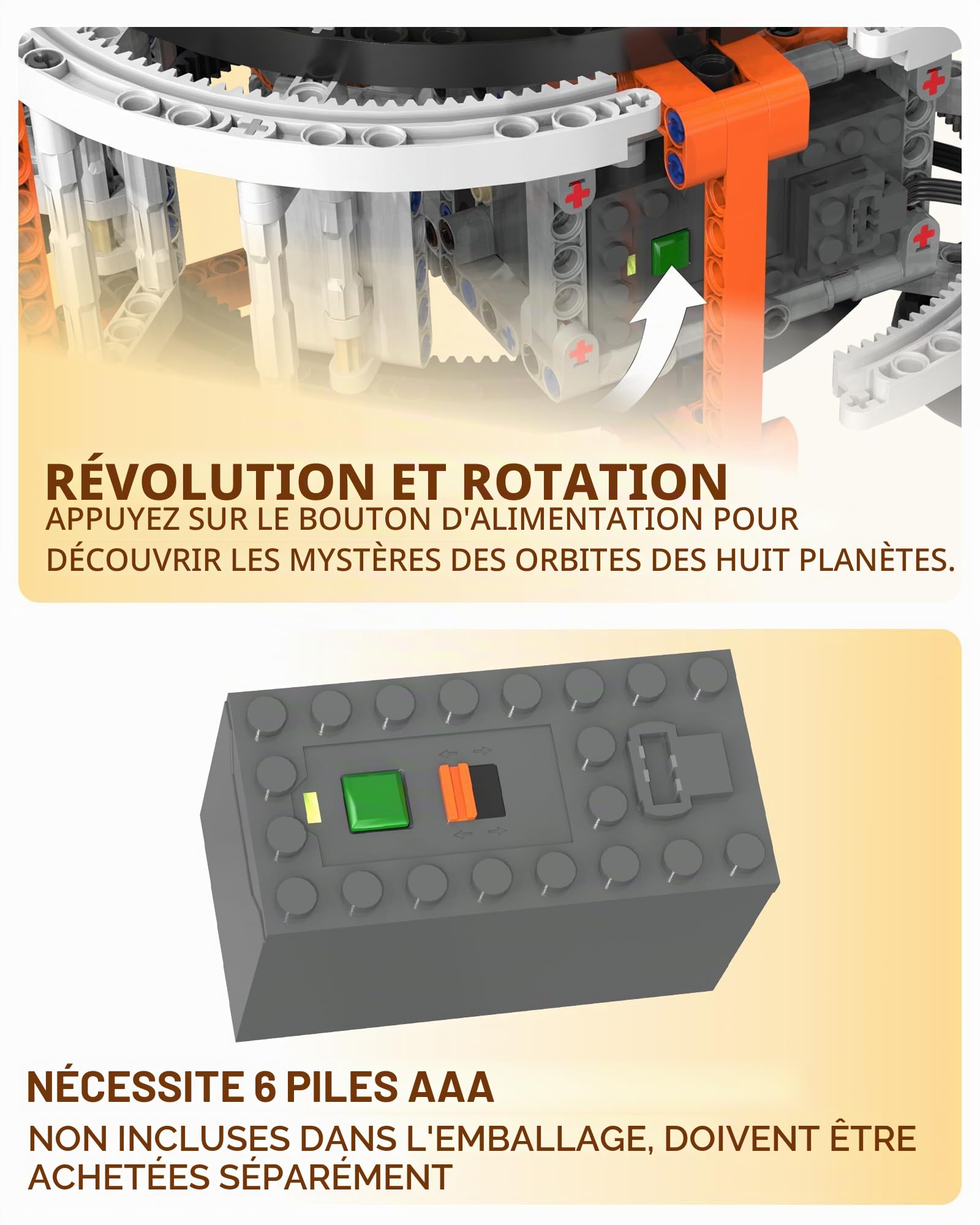 Kit de Construction de Système Solaire avec LED Lumière, 1282Pcs