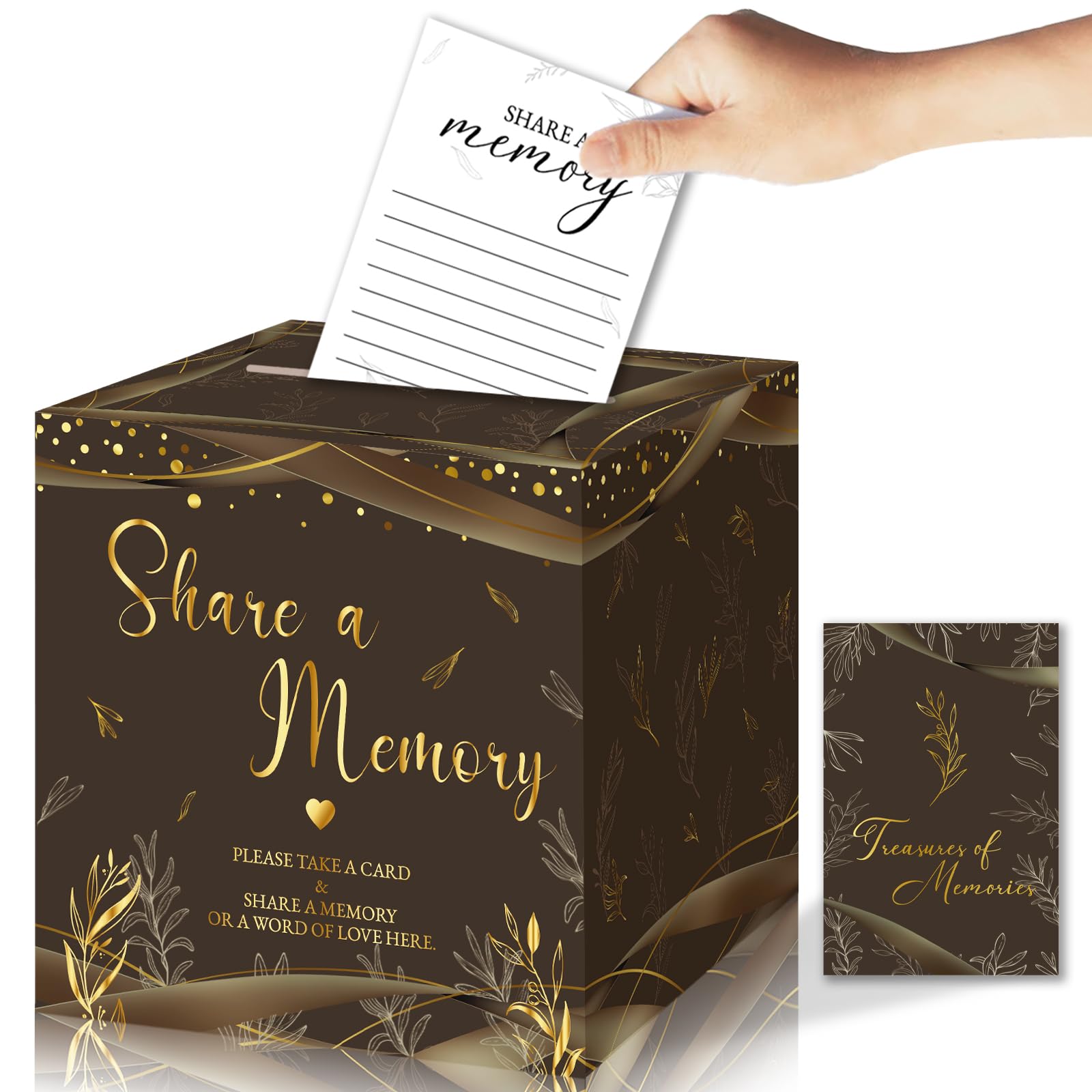 50Pcs Share a Memory Cards, Memory Box for Guest Ideas Celebration of Life Funeral Graduation Retirement Wedding Bridal Shower Birthday Anniversary, Brown