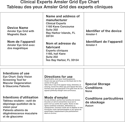 Miniatura 9 de Amsler - Rejilla ocular para detección diaria de enfermedades oculares, incluyendo degeneración macular y glaucoma, magnética y apta para