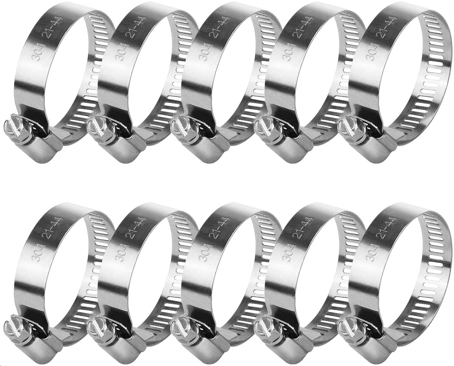 10 Pack Hose Clips 21-44 mm Jubilee Clips Metal Hose Clamp Adjustable Ducting Clamps for Securing Hoses and Pipes Tube