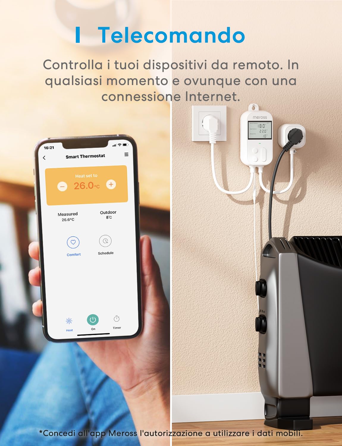 Meross Presa Smart Termostato Temperatura per Apple HomeKit 16A, Termoregolatore Intelligente WiFi Digitale per Alexa e Google Home, per Homebrew, Allevamento, Serra, Controllo di App e Vocale