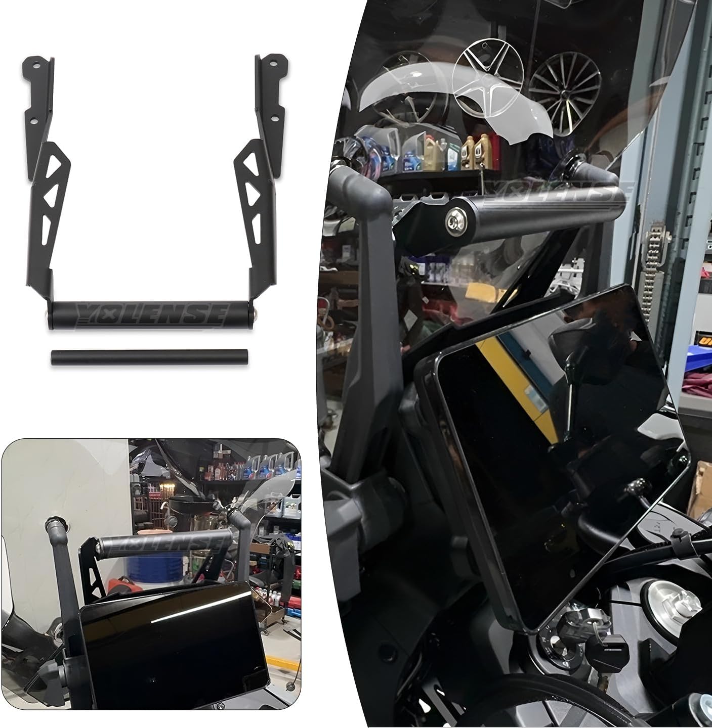 ALmart Motorcycle Phone Devices Mount Bracket, Multifunctional Expansion Holder, 12+22mm Cross Bar, Compatible with CFMOTO 800MT 800MT-X