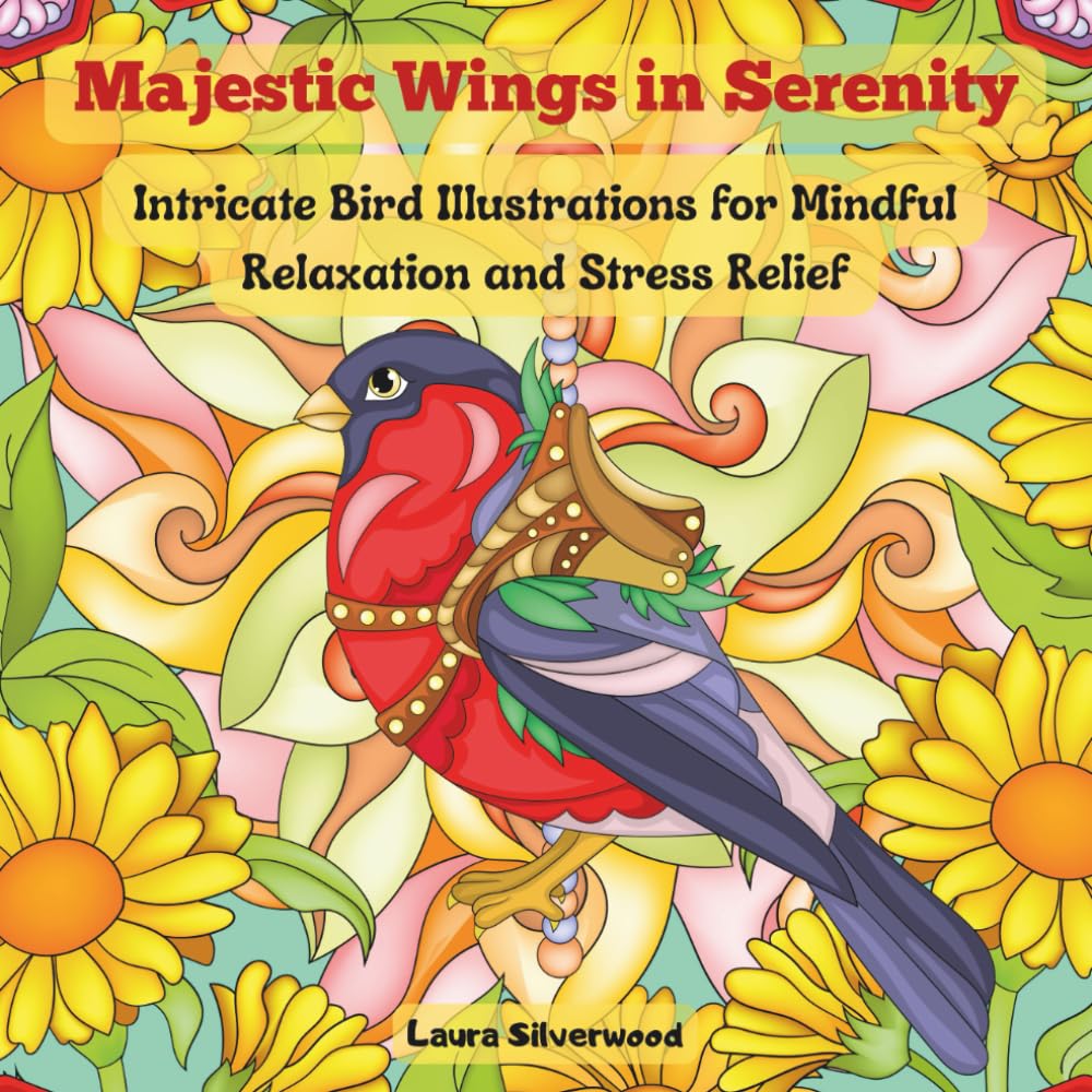 Majestic Wings in Serenity: Intricate Bird Illustrations for Mindful Relaxation and Stress Relief