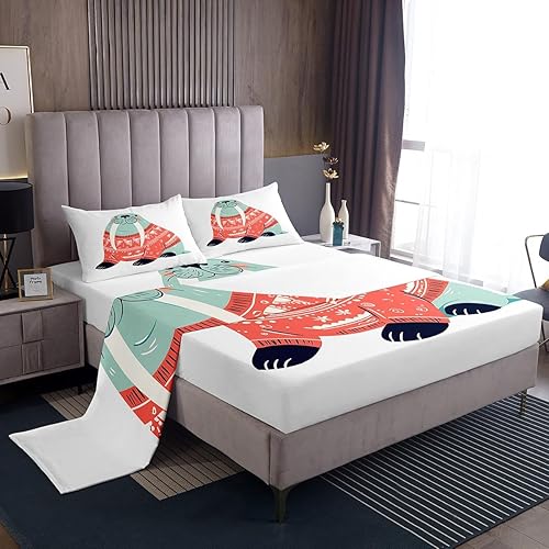 Miniatura 20 de Manfei Juego de sábanas musicales tamaño matrimonial, juego de ropa de cama con estampado de notas musicales retro para niños y niñas, decoración de