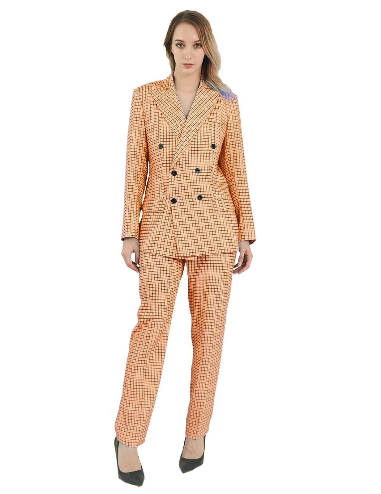 Pant Suits for Women Dressy Blazer Sets Womens Pant Suit Double Breasted Plaid Pants Suits for Women Dressy