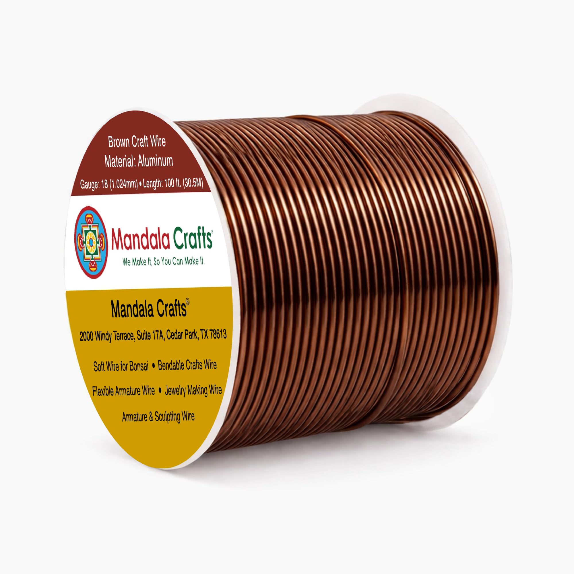 Mandala Crafts 18 Gauge Brown Anodized Aluminum Craft Wire, 100 FT