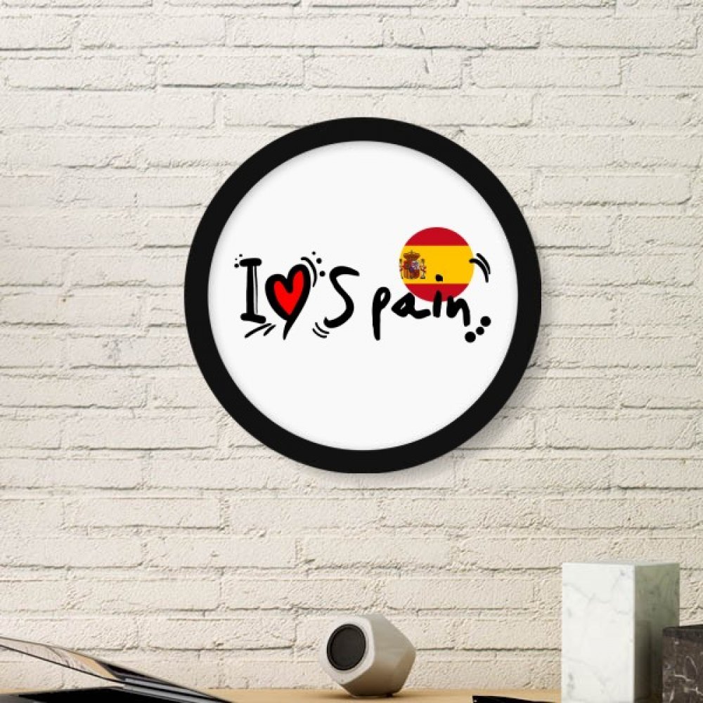 Cadre photo Espagne en bois rond noir avec illustration amour pour decoration