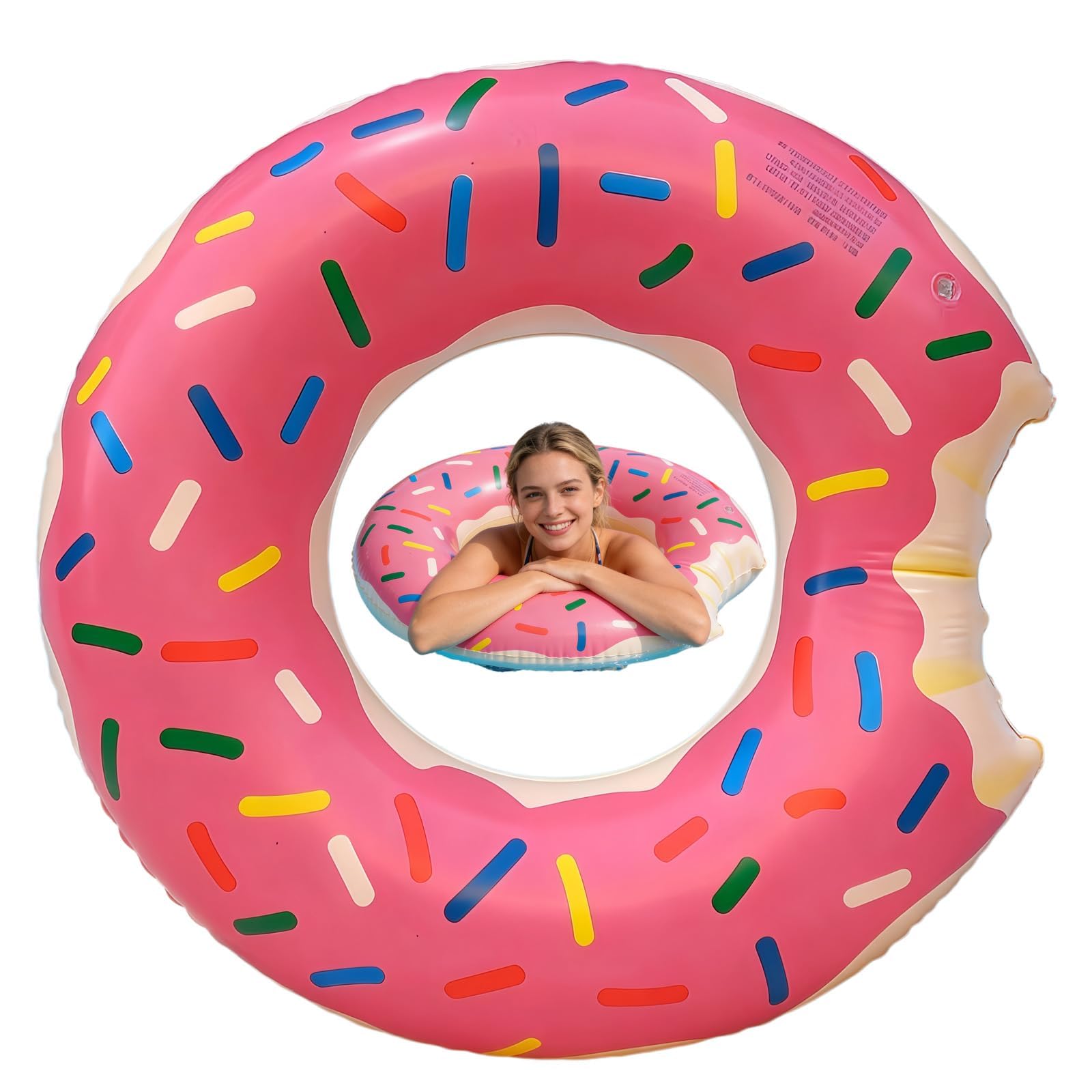 NIFTYY Inflatable Donut Pool Float, Swim Ring, Beach Party (90# adults)