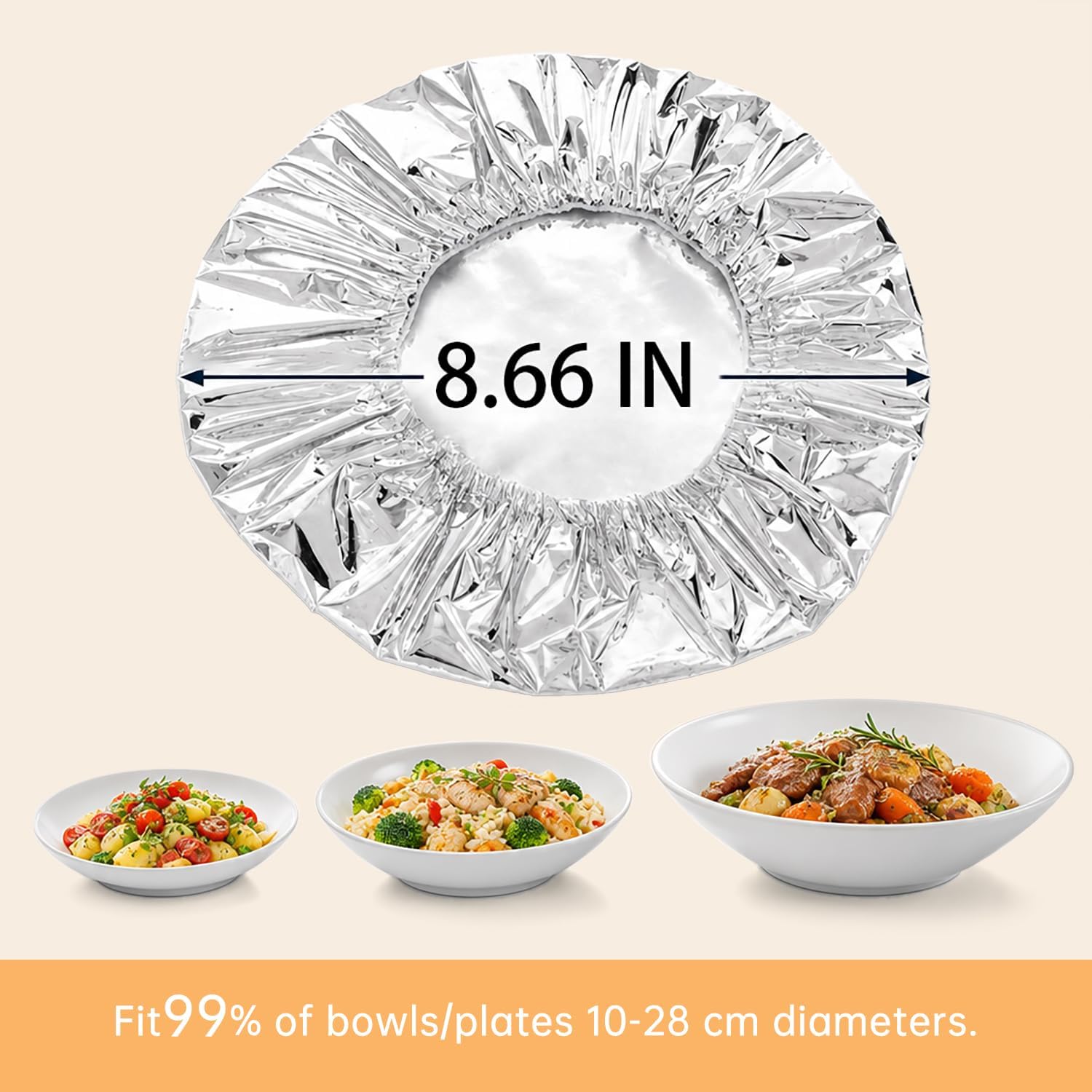 60Pcs Reusable Thickened Aluminum Foil Food Covers (8.66 Inch)