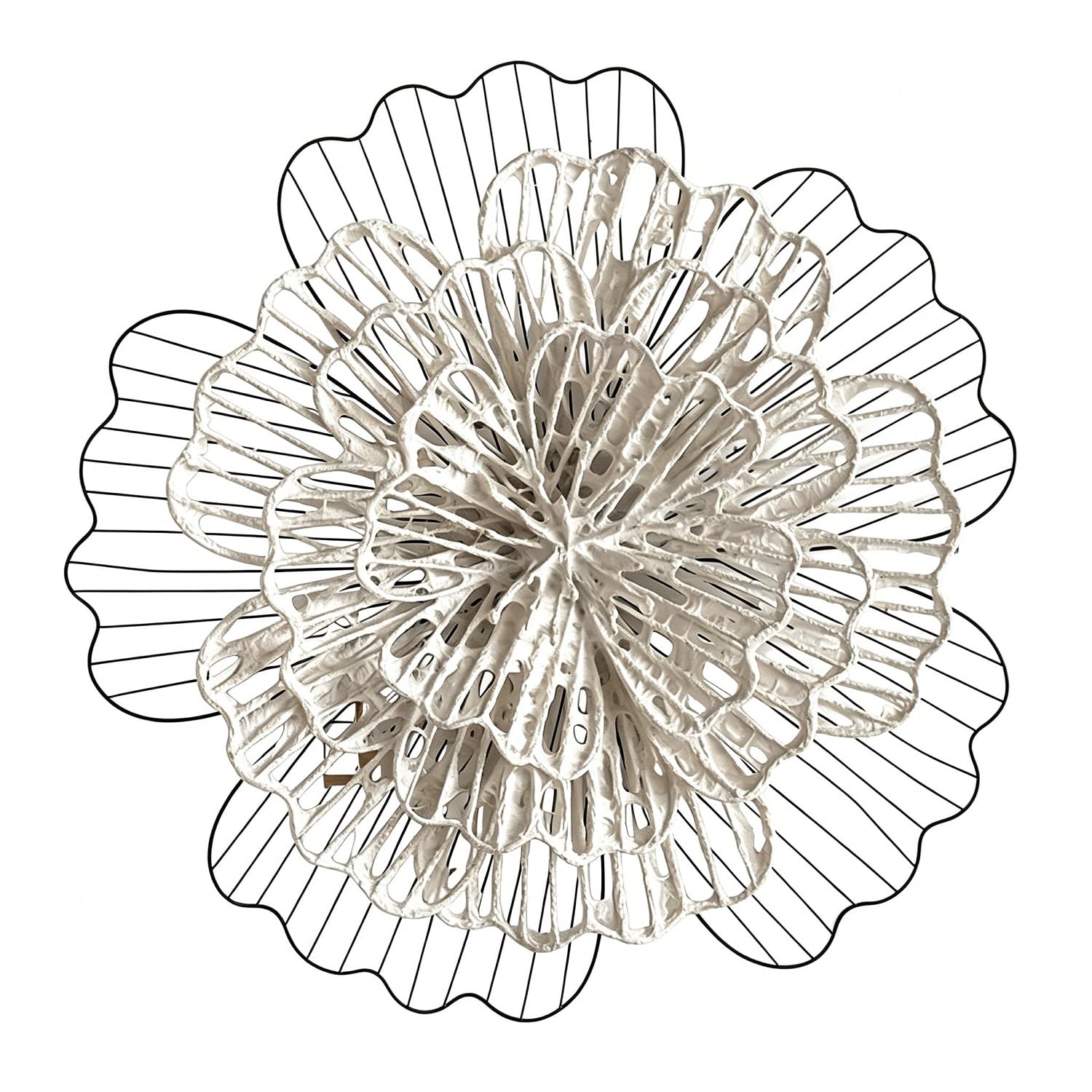 EdirFtra 3D Flower Wall Decor - Rustic Iron & Paper Art Sculpture