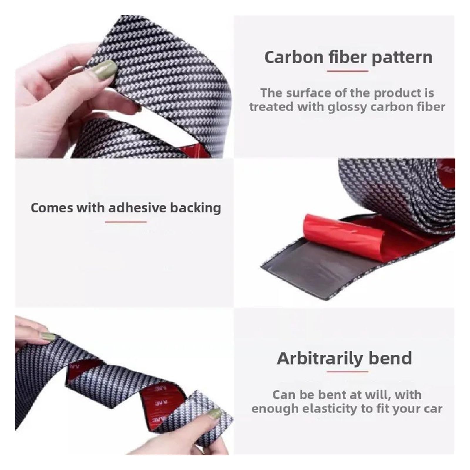 Strisce Di Protezione Del Davanzale Della Portiera Dell'auto Adesivo Anticollisione Per Paraurti Automatico In Fibra Carbonio Protezione Bordi Portiere(Carbon Fiber 7cm)