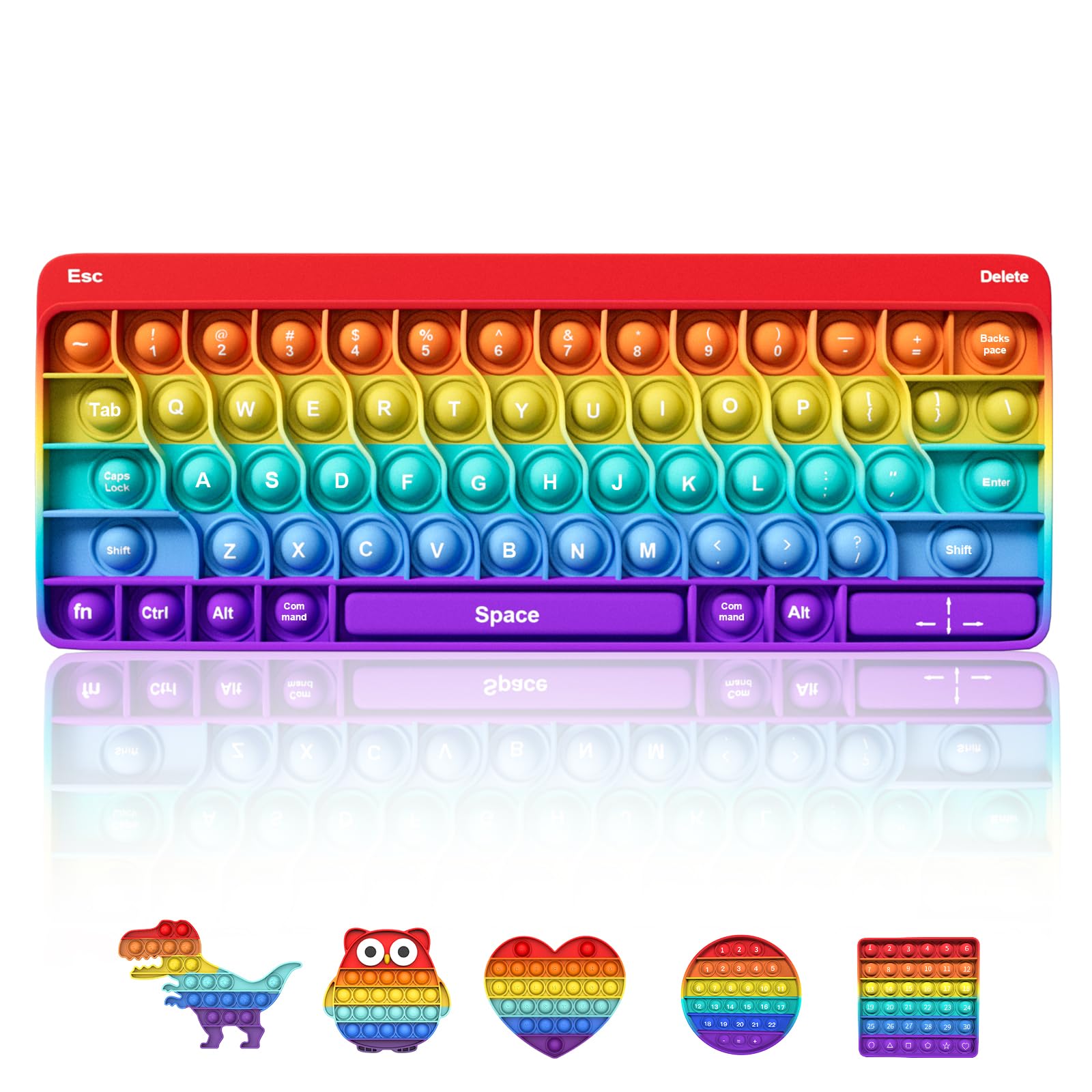 Bdwing Push and Pop Bubble Sensory Fidget Toy, Silikon Finger Toys, Antistress Geschenk für Jungen, Mädchen, Teenager, Gesellschaftsspiele Spielzeug (Regenbogen, Tastatur)