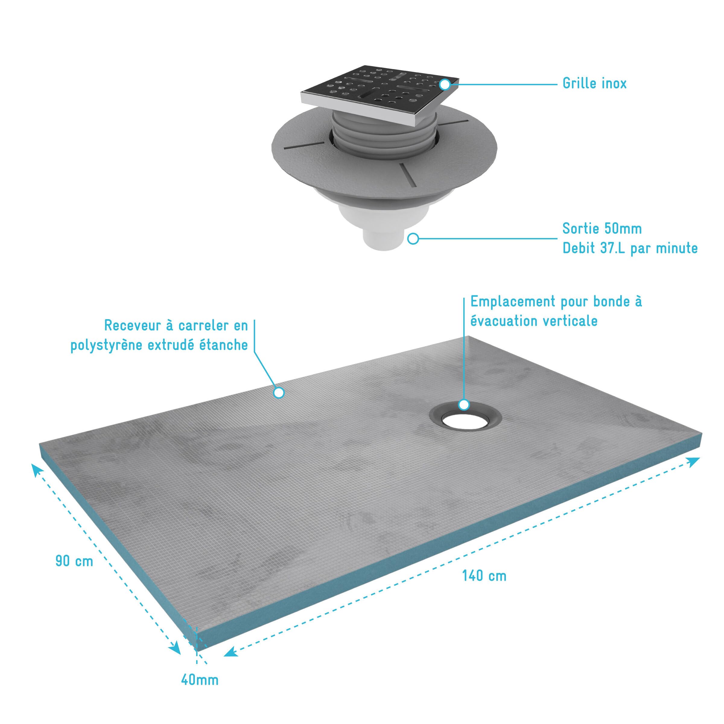 AURLANE PACR004 Plato de Ducha, Gris