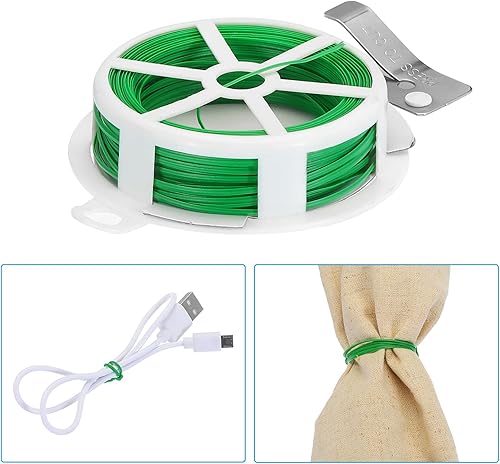 Miniatura 5 de PATIKIL Lazos giratorios de 65 pies65.6 ft, paquete de 3 lazos de polietileno para plantas de jardín con cortador reutilizables para jardinería,