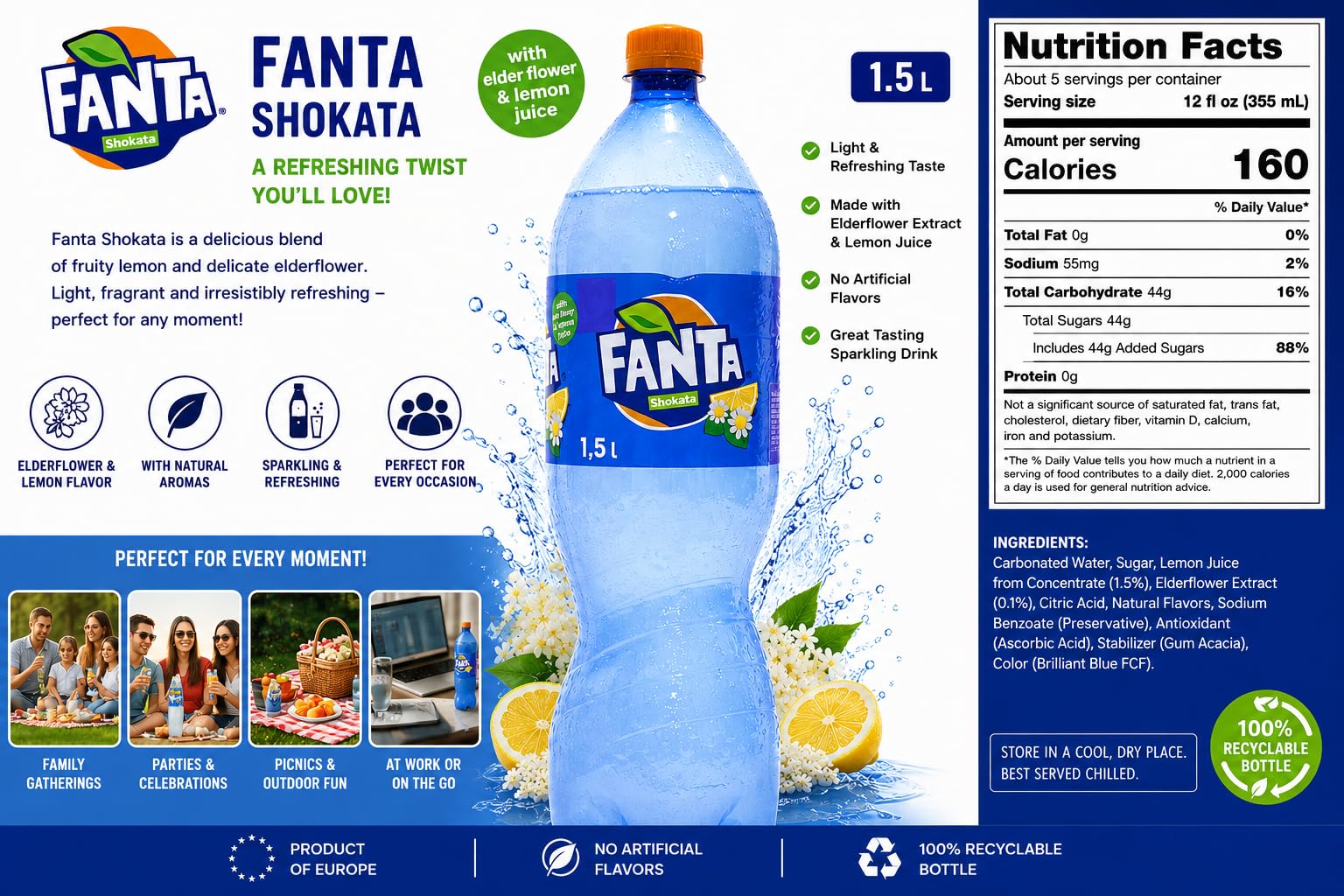 Amazon.com : European Fanta Shokata Holunder Zitrone (Elderberry
