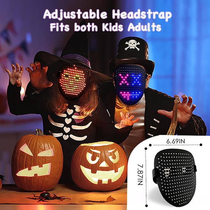 Máscara LED con sensor de gestos para fiestas Halloween miniatura 6