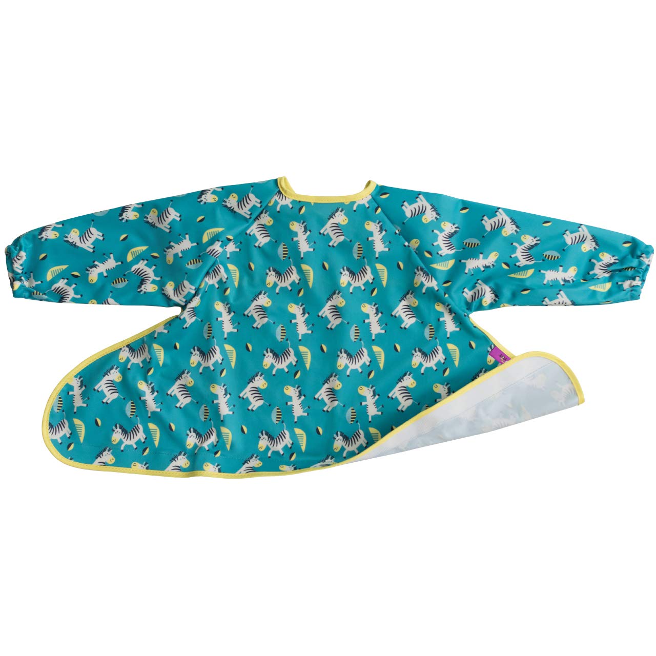 Tidy Tot Unisex Infant Dancing Zebras Spare Weaning Bib For Bib & Tray Kit. Coverall Baby Feeding Bib With Sleeves. Attaches To Food Tray. Waterproof Long Sleeved Bibs. Mess Proof Baby Led Weaning Bibs Blw.