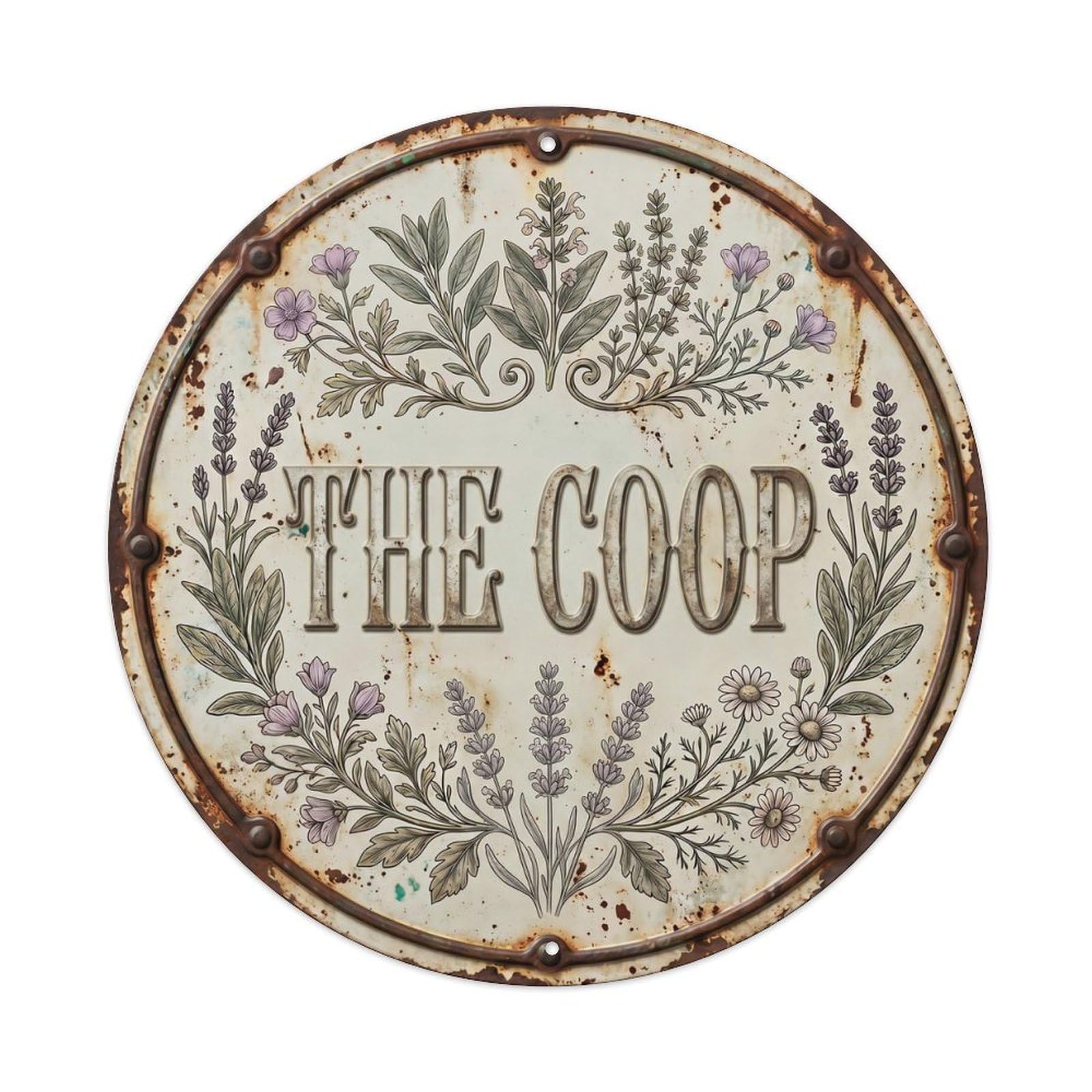Lavender Coop Botanical Floral Farmhouse Label Metal Tin Sign