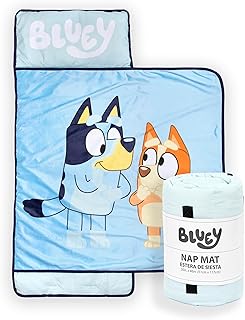 Jay Franco Kids Nap Mat with Embedded Pillow & Blanket – Soft 46"x20" Microfiber Sleeping Bag with Name Tag & Handle for School, Travel, Sleepover