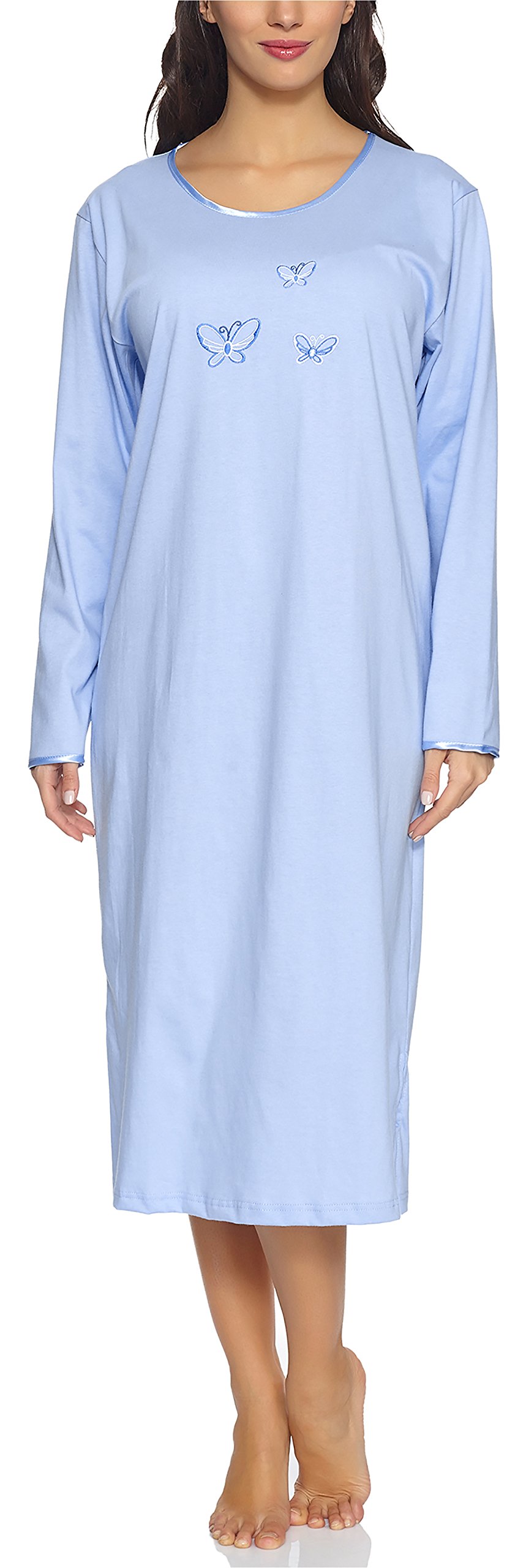 Merry Style Womens Long Sleeve Nightdress 91LW1 (Blue (Long Sleeve), L)