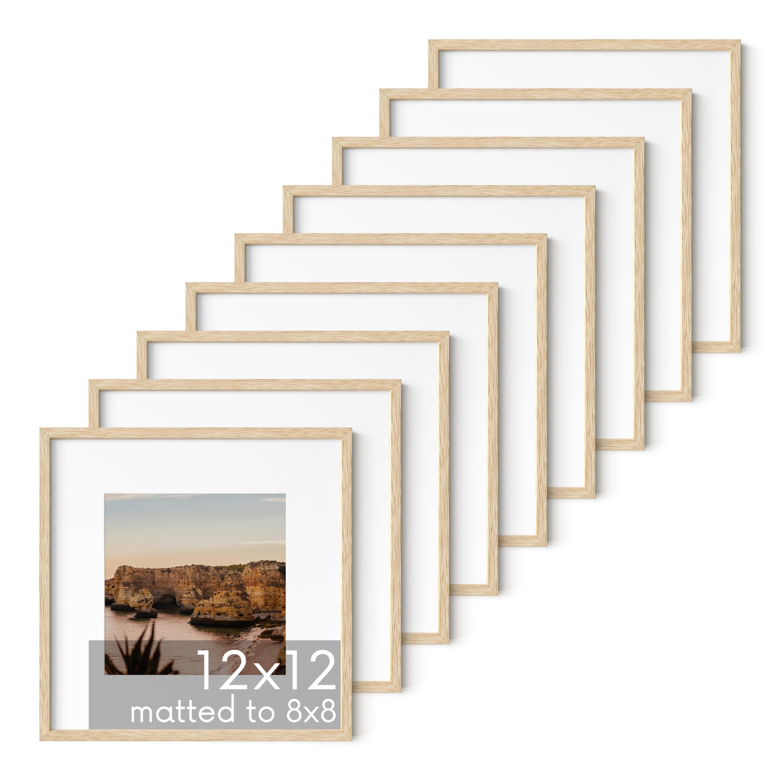 Cadre carré de 30,5 x 30,5 cm lot de 9 cadres en bois avec passe-partout mural