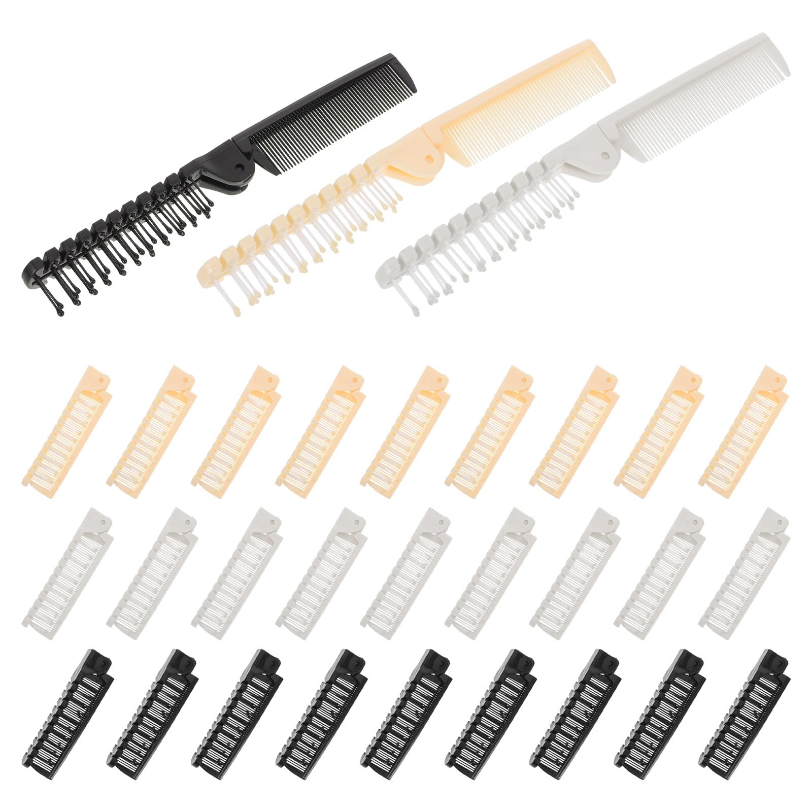 MAGICLULU Lot de 30 Petits Peignes Pliables Antistatiques en Plastique Dents Larges et Fines, Design Compact et Portable pour Voyage et Coiffage Facile