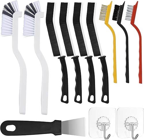 Juego de 12 cepillos de limpieza, cepillo multifuncional para limpieza de hendiduras, cepillo de limpieza de huecos de baño, artículos esenciales