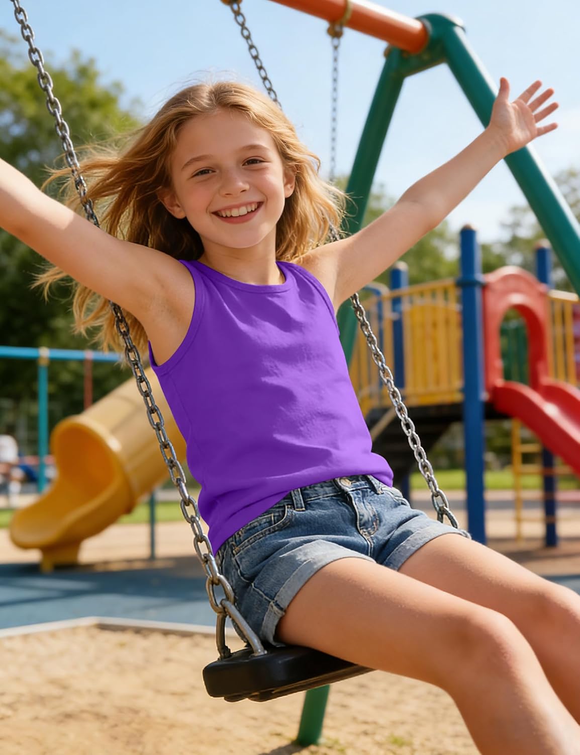 Auranso Girls Tank Tops Cotton Sleeveless Undershirts Athletic Shirts Racerback Dance Outfit Workout Tops - Image 7